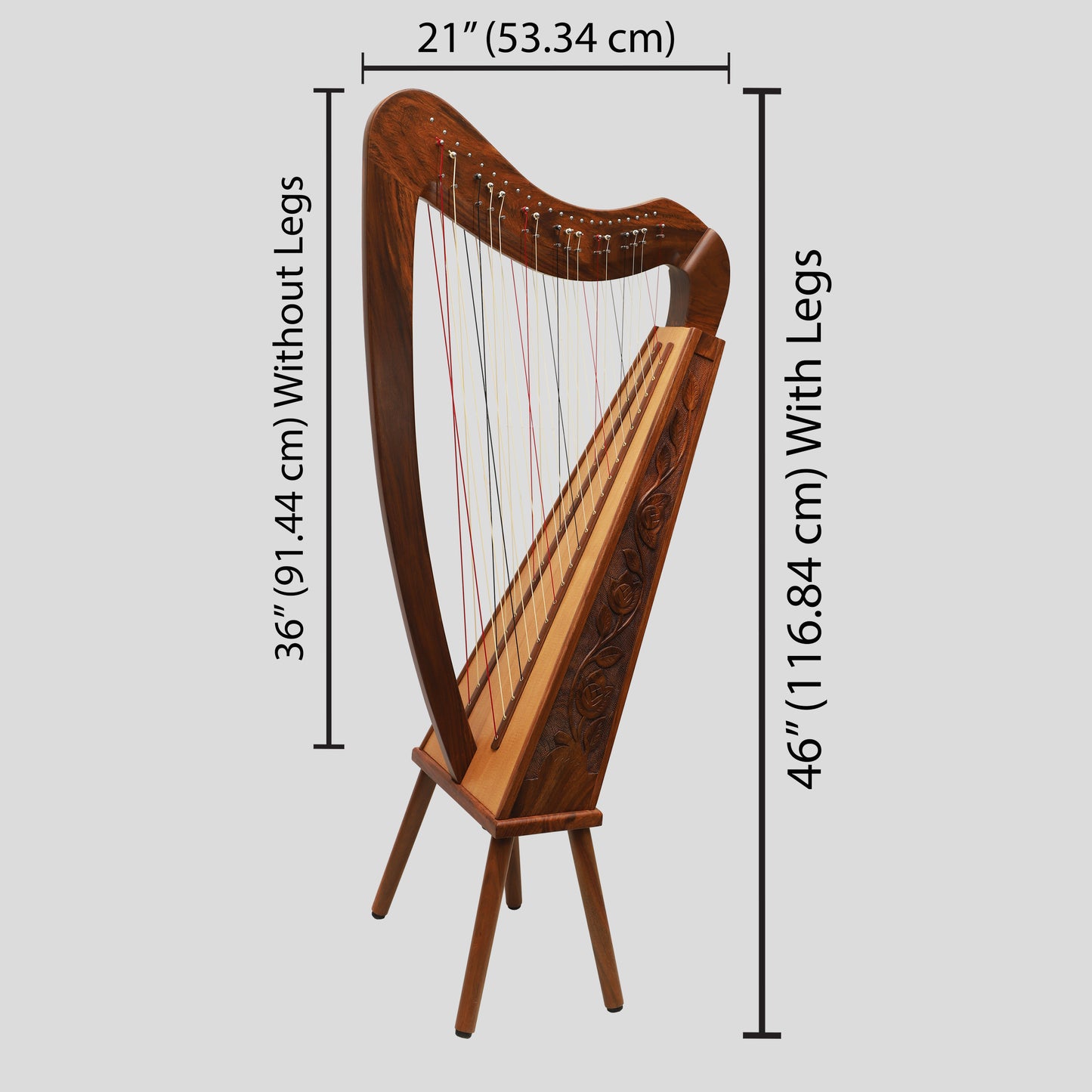 Cross Strung Harp, 38 String Rosewood