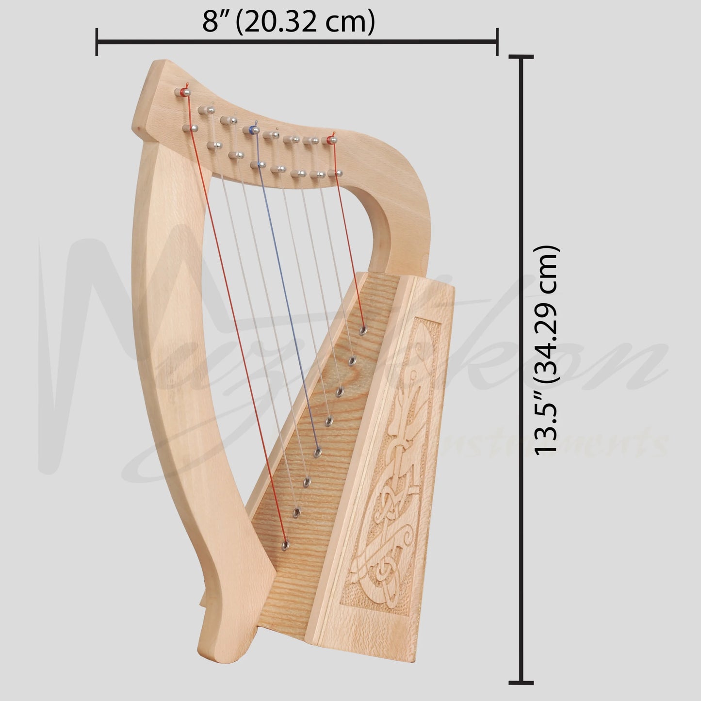 O’carolan Harp 8 String Lacewood Celtic Dragon