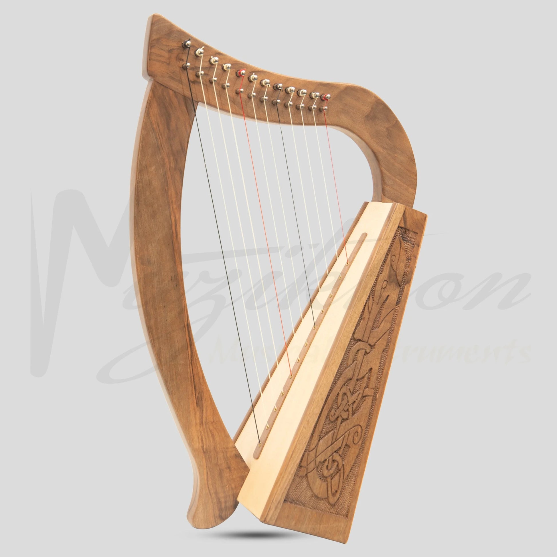 12 String O’Carolan Harp Celtic Dragon Walnut
