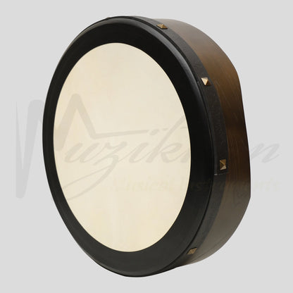 16’’x4’’ (40.6x10.1 cm) Heartland Non Tunable Bodhran T-Bar Deep Tune Ebony Bodhran