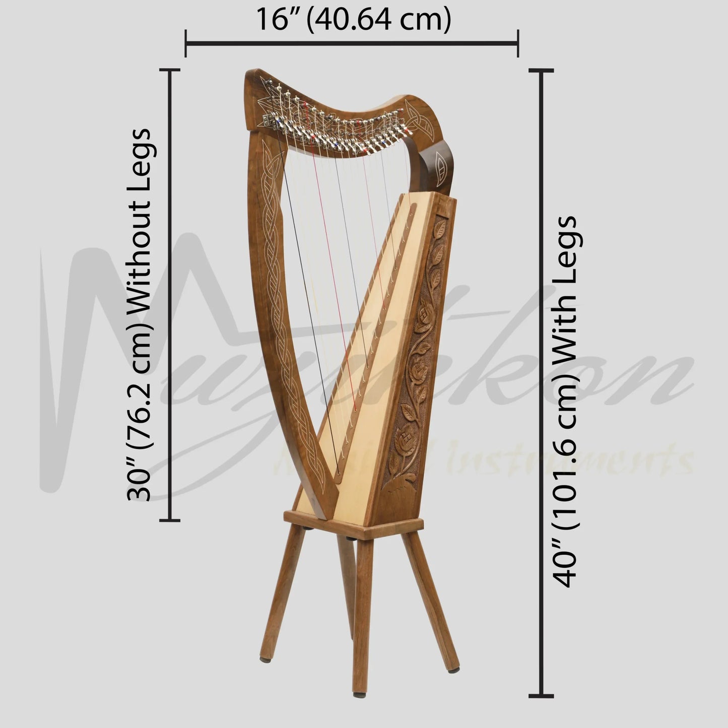 19 String Boru Harp Walnut
