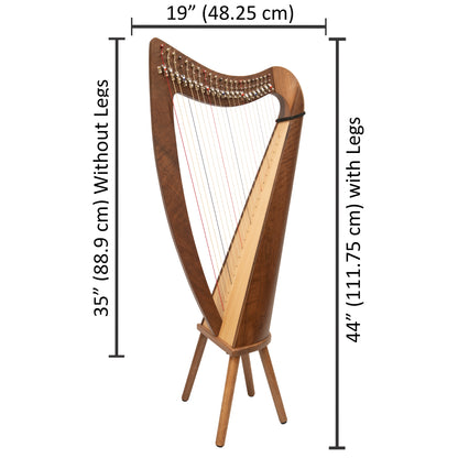 22-saitige Claddagh-Harfe Walnuss