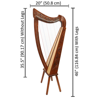 22 String Boru Harp Rosewood