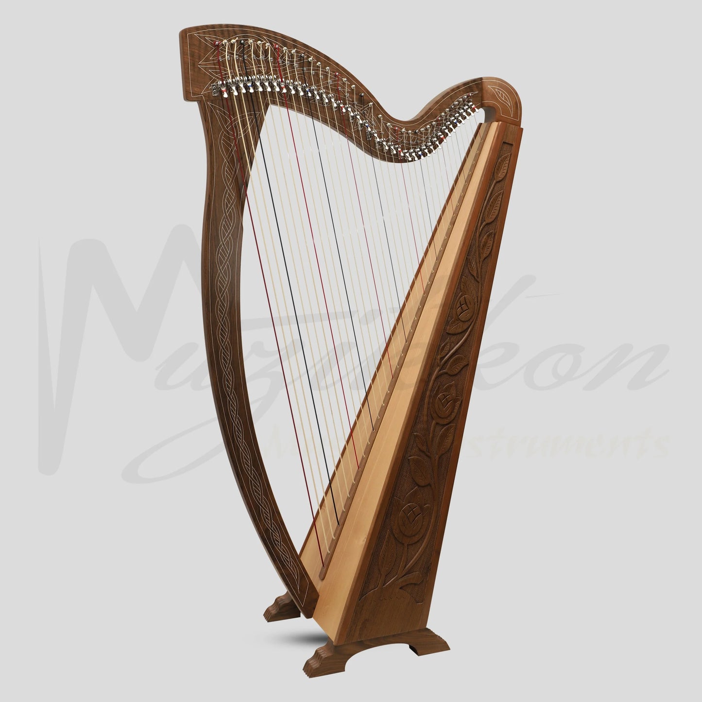 36 String Boru Harp Walnut