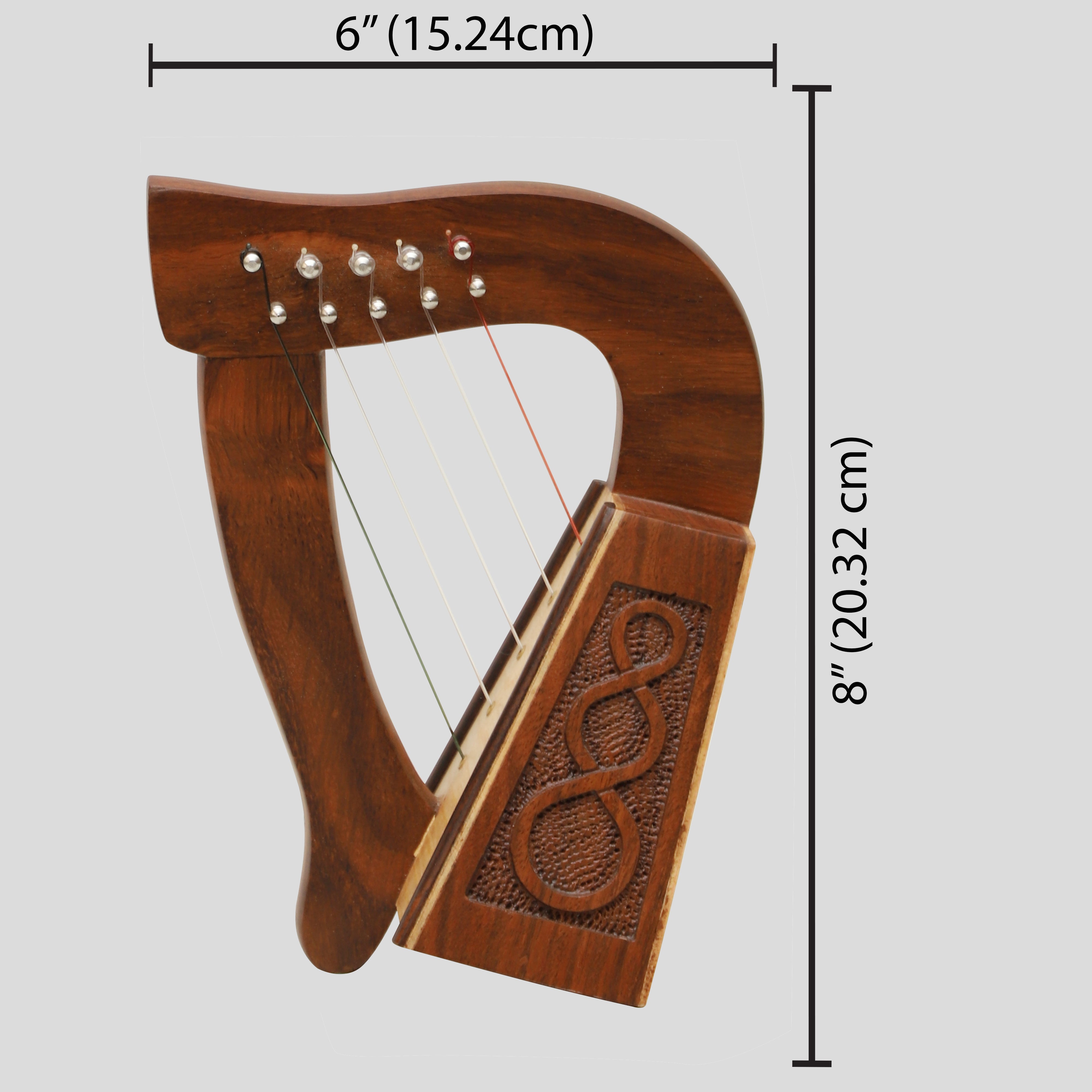 O'CAROLAN HARP, 5 STRING ROSEWOOD KNOTWORK – Muzikkon