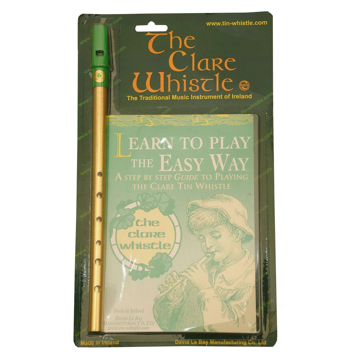 Clare Tin Whistles - D - Brass Whistle & Learn to Play Pack