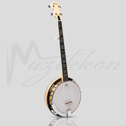 Heartland 5 String Deluxe Irish Banjo 24 Bracket With Closed Solid Back Maple Finish