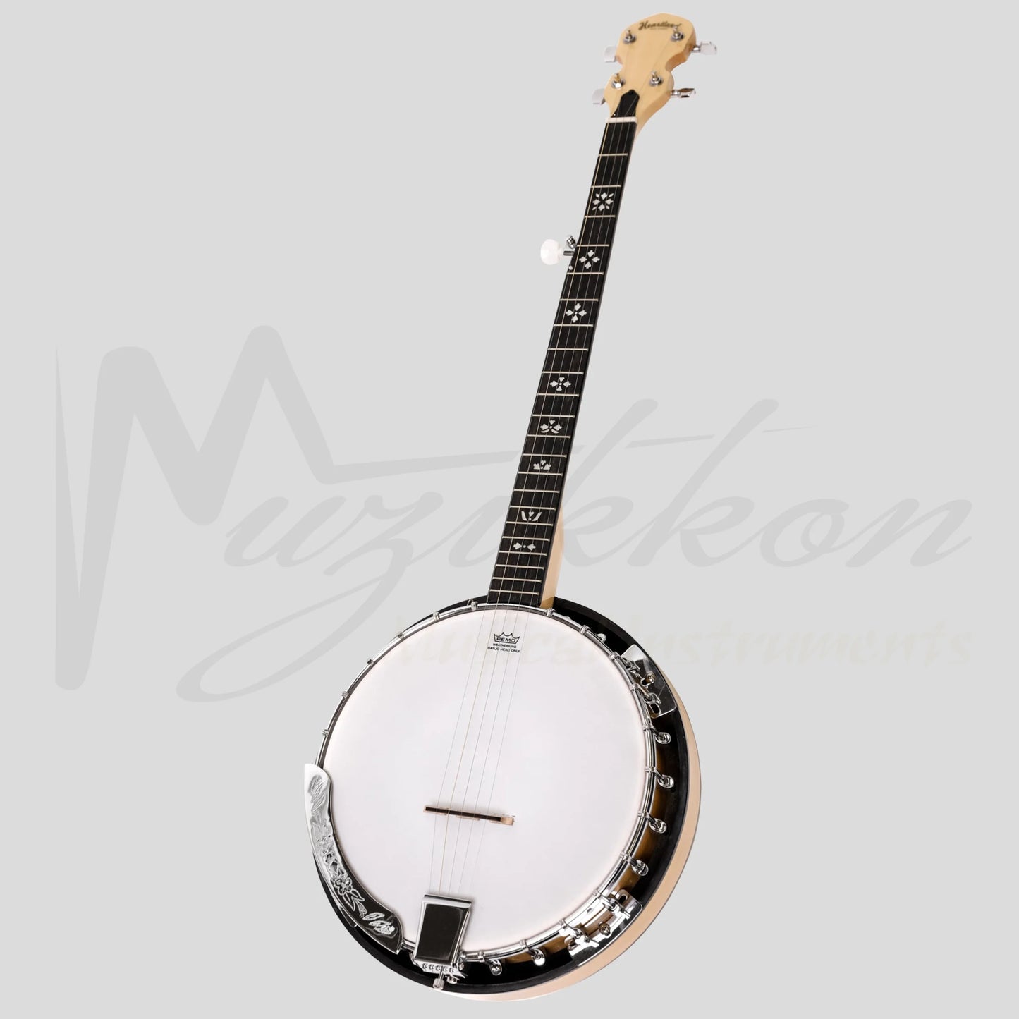 Heartland 5 String Deluxe Irish Banjo 24 Bracket With Closed Solid Back Maple Finish