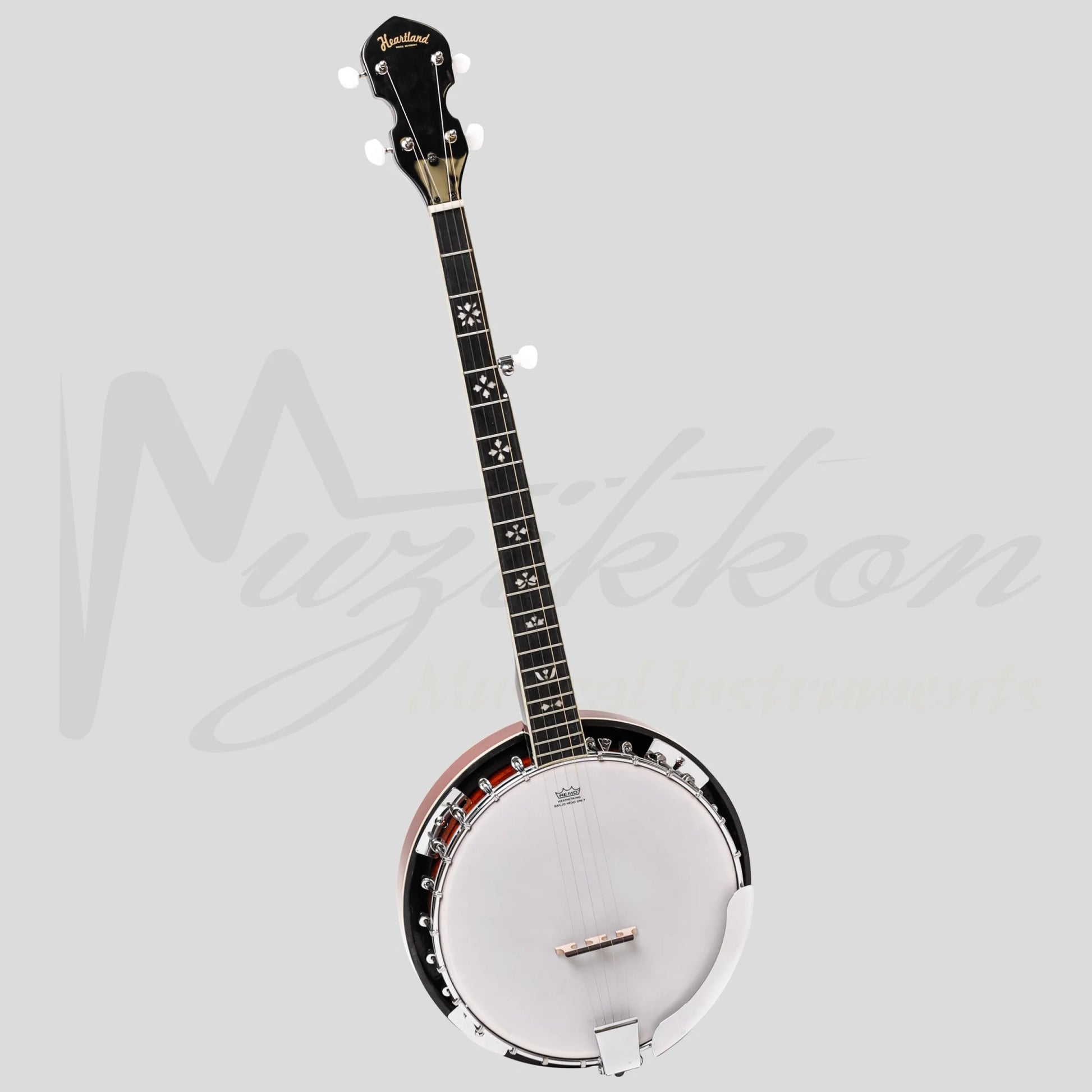 Heartland 5 String Irish Banjo Left Handed Player Series 24 Bracket With Closed Solid Back Sunburst