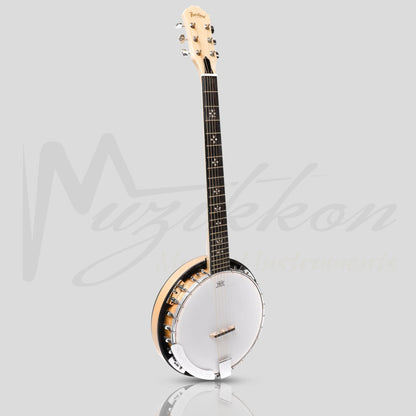 Heartland 6 String Deluxe Irish Banjo 24 Bracket With Closed Solid Back Maple Finish