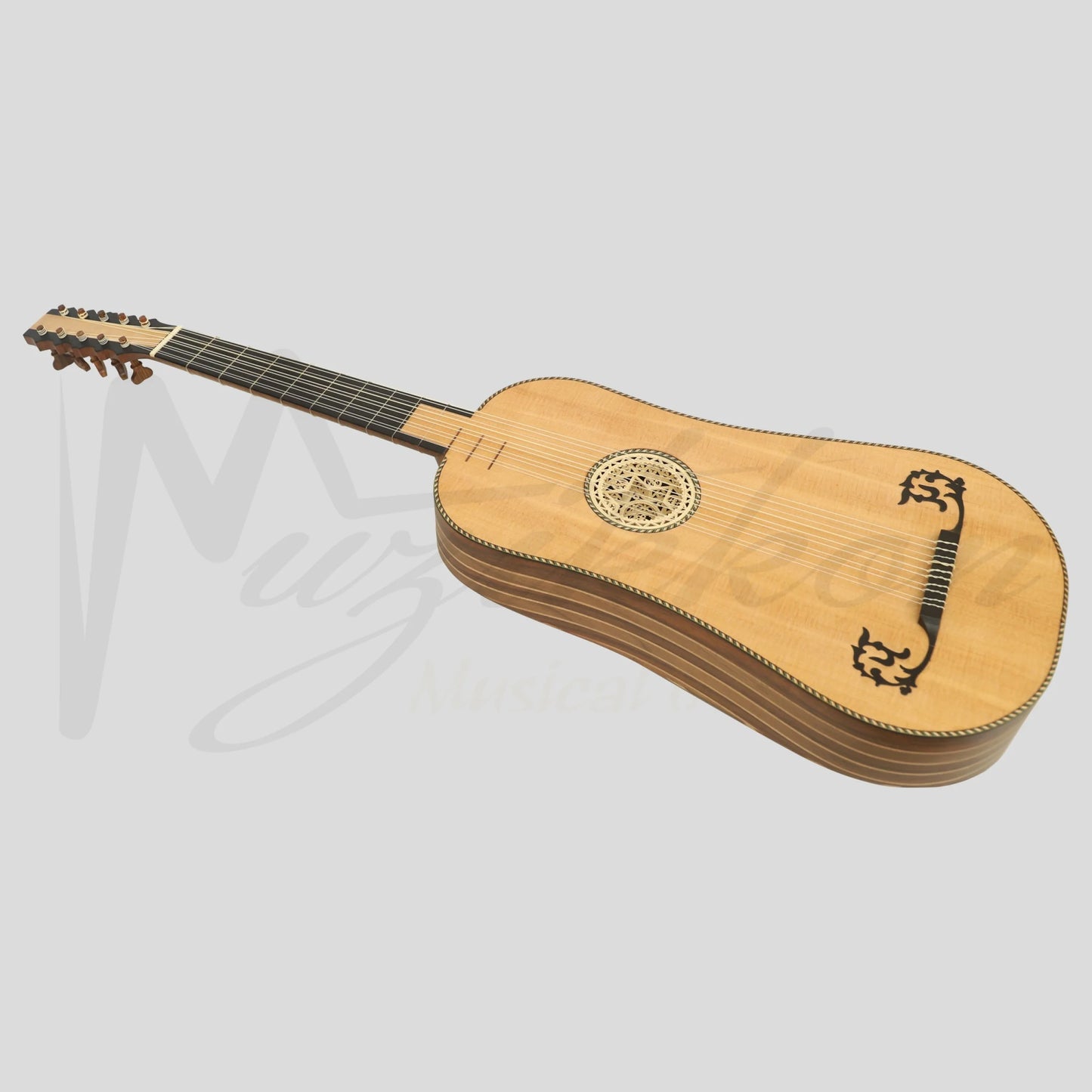 Heartland Sellas Baroque Guitar 5 Course Left Hand Variegated Walnut Rosewood