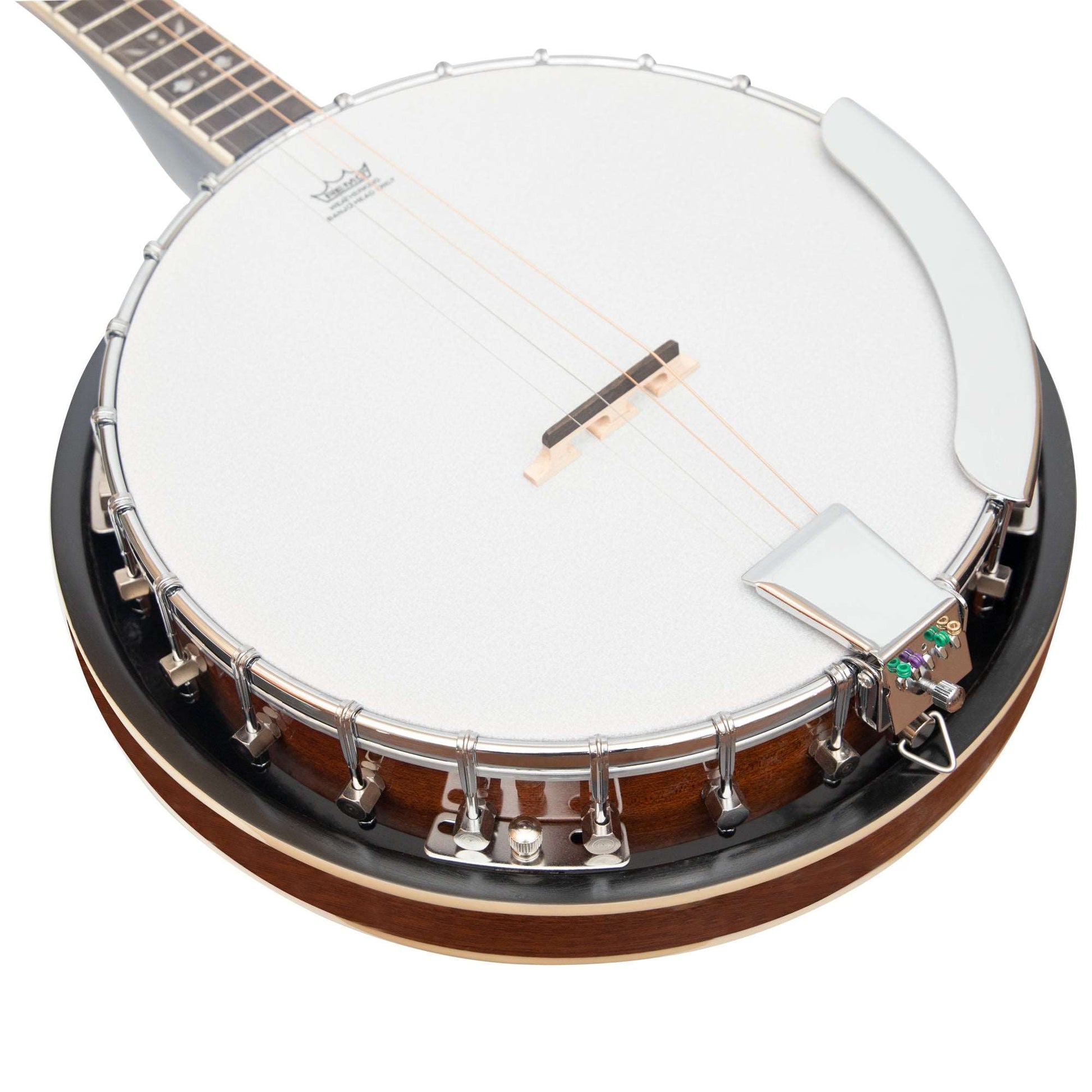 Heartland 4 String 17 Fret Irish Tenor Banjo Left Handed Player Series with Closed Solid Back Sunburst Finish