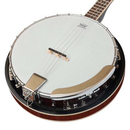Heartland 4 String Banjo 19 Frets Irish Tenor Banjo Left Handed 24 Bracket With Closed Solid Back