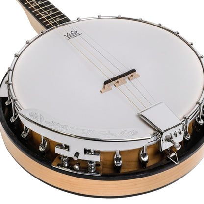 Heartland Deluxe Irish Tenor Banjo 19 Frets with 24 Bracket and Closed Solid Back Maple Finish
