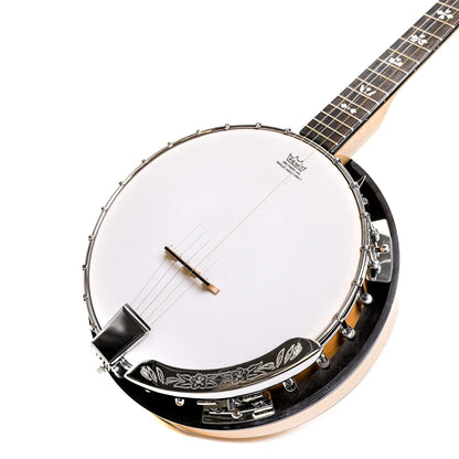 Heartland 5 String Deluxe Irish Banjo Left Handed 24 Bracket with Closed Solid Back Maple Finish