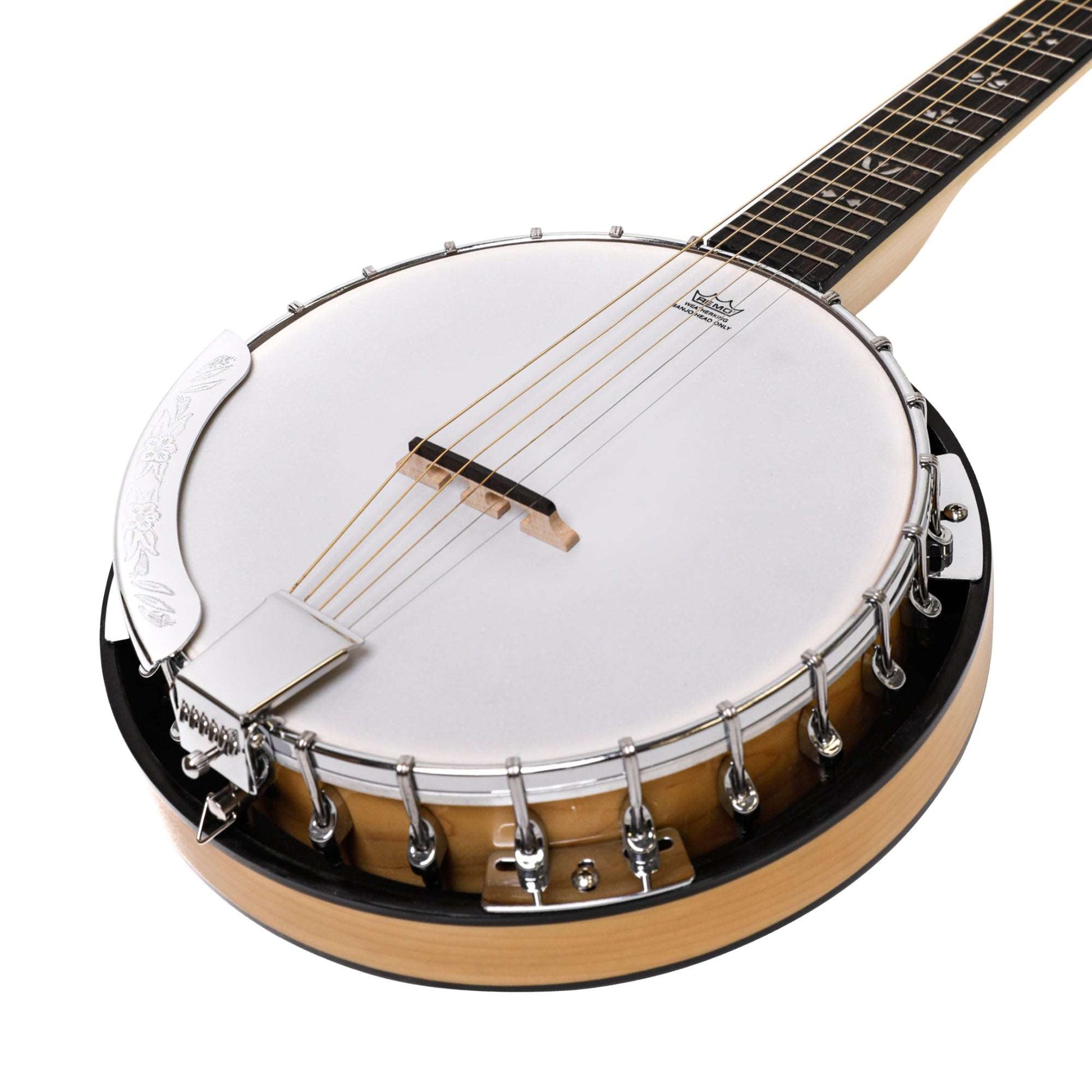 Heartland 6 String Deluxe Irish Banjo 24 Bracket with Closed Solid Back Maple Finish