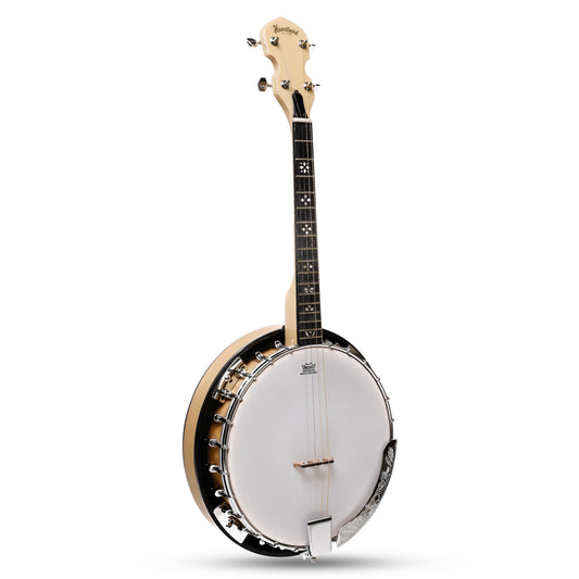 Heartland Deluxe Irish Tenor Banjo 17 tasti mancini 24 staffe chiuse Solido retro Acero finitura