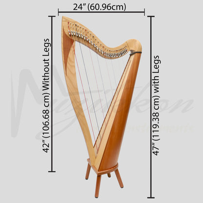 Mchugh Atlas Harp 29 String Ash And Mahogany Roundback
