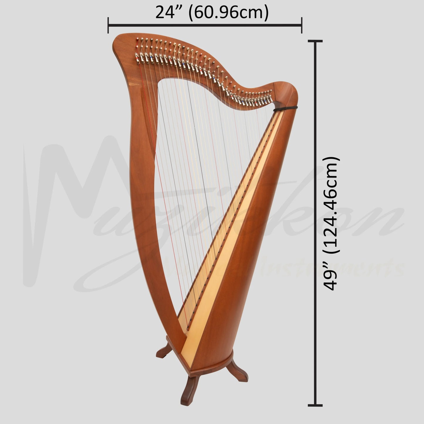 Mchugh Harp 34 Strings Mahogany Wood Round Back