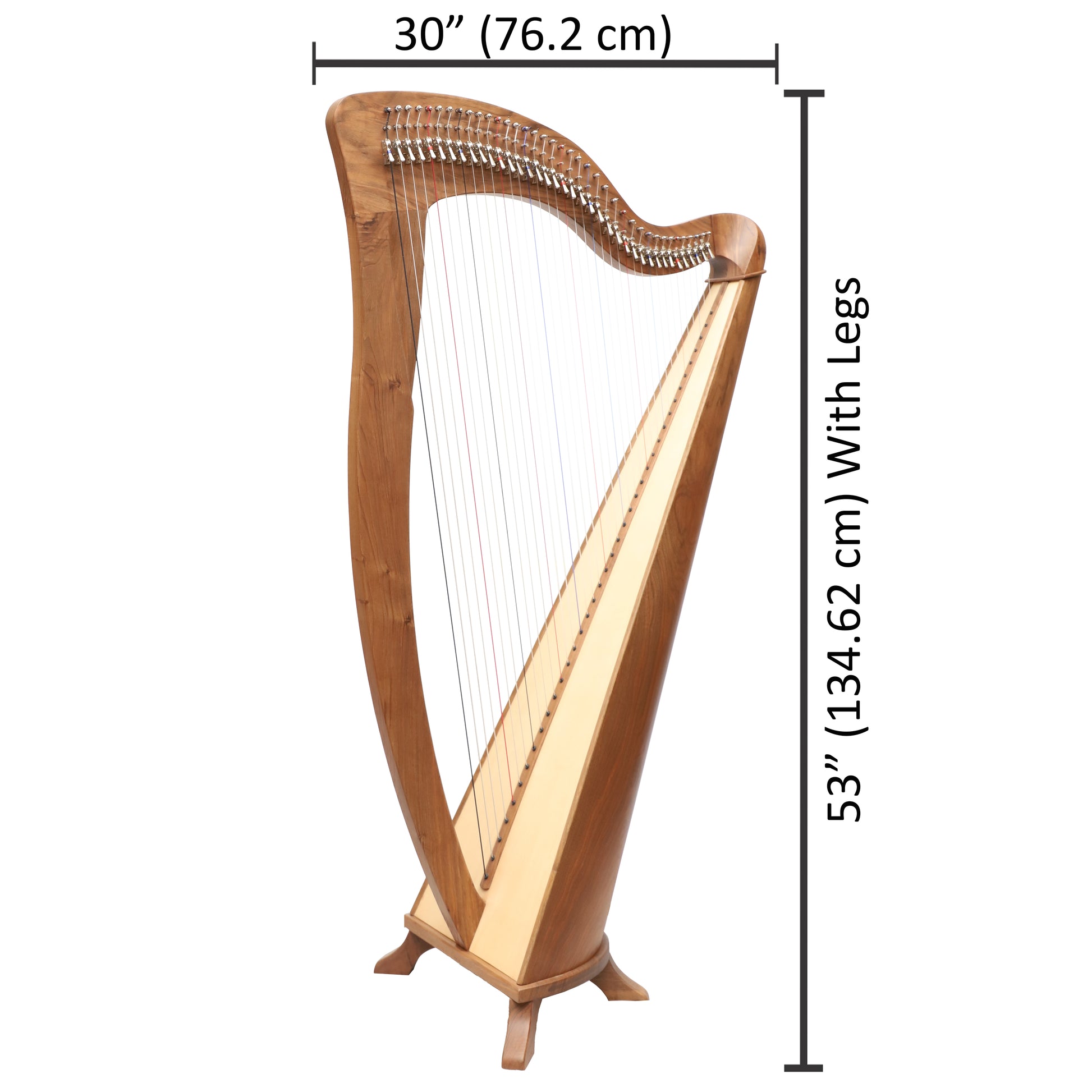 McHugh Harp 38 Strings Walnut Wood Round Back Muzikkon