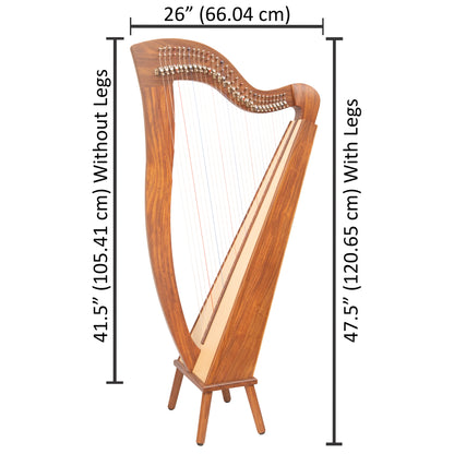 McHugh Harp 29 Strings Rosewood Square Back
