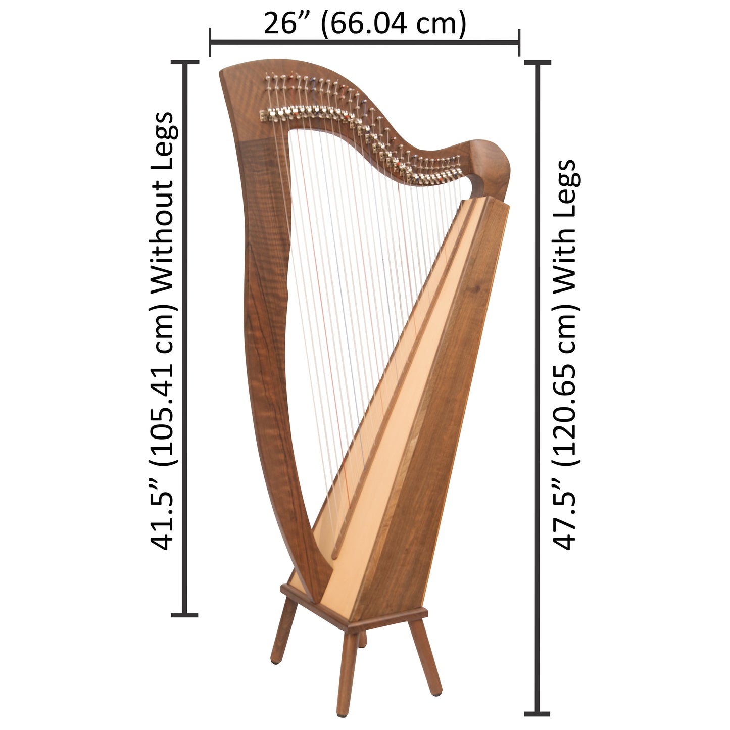 Mchugh Harp 29 Strings Walnut Wood Square Back Muzikkon
