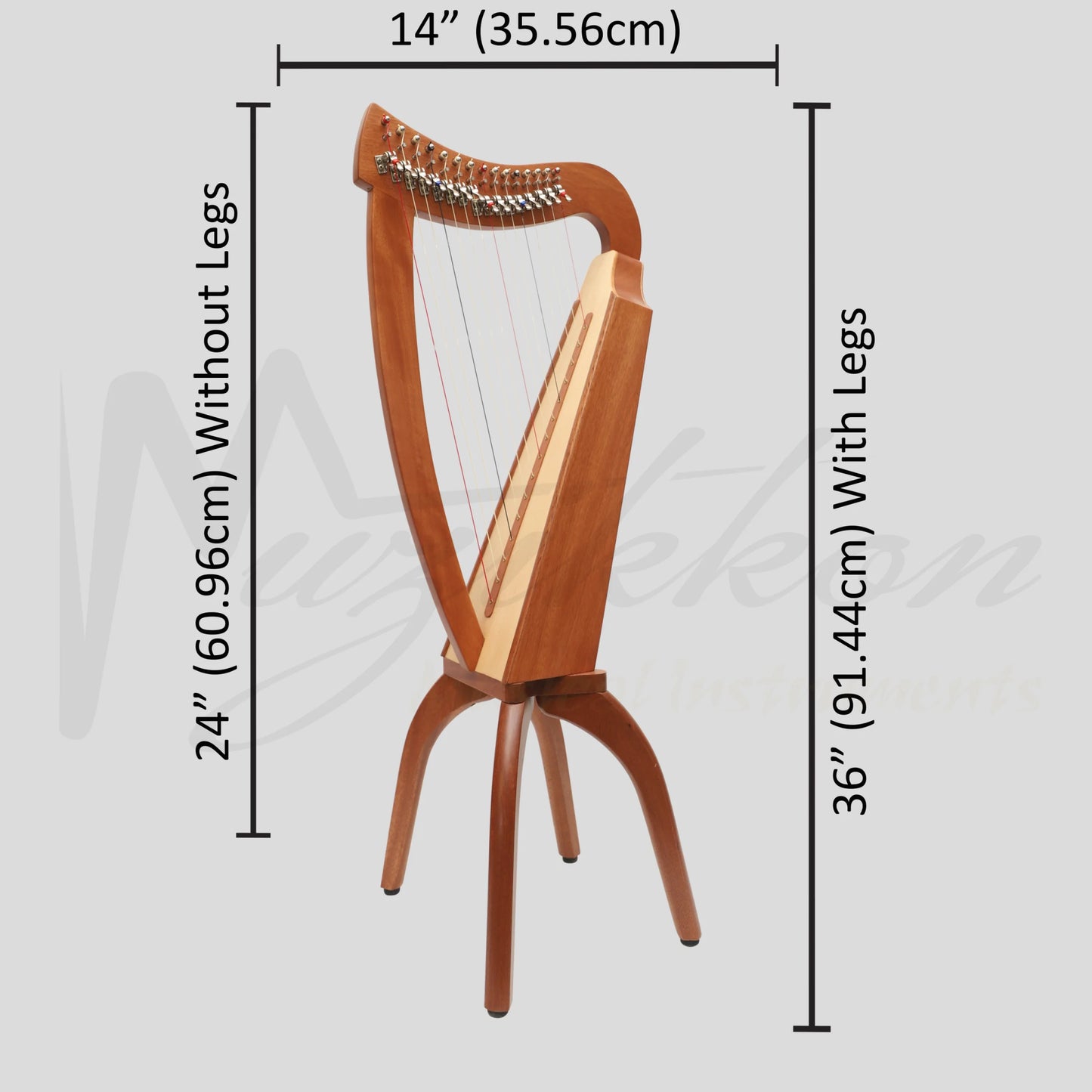 Muzikkon 15 String Trinity Cèilidh Harp Mahogany