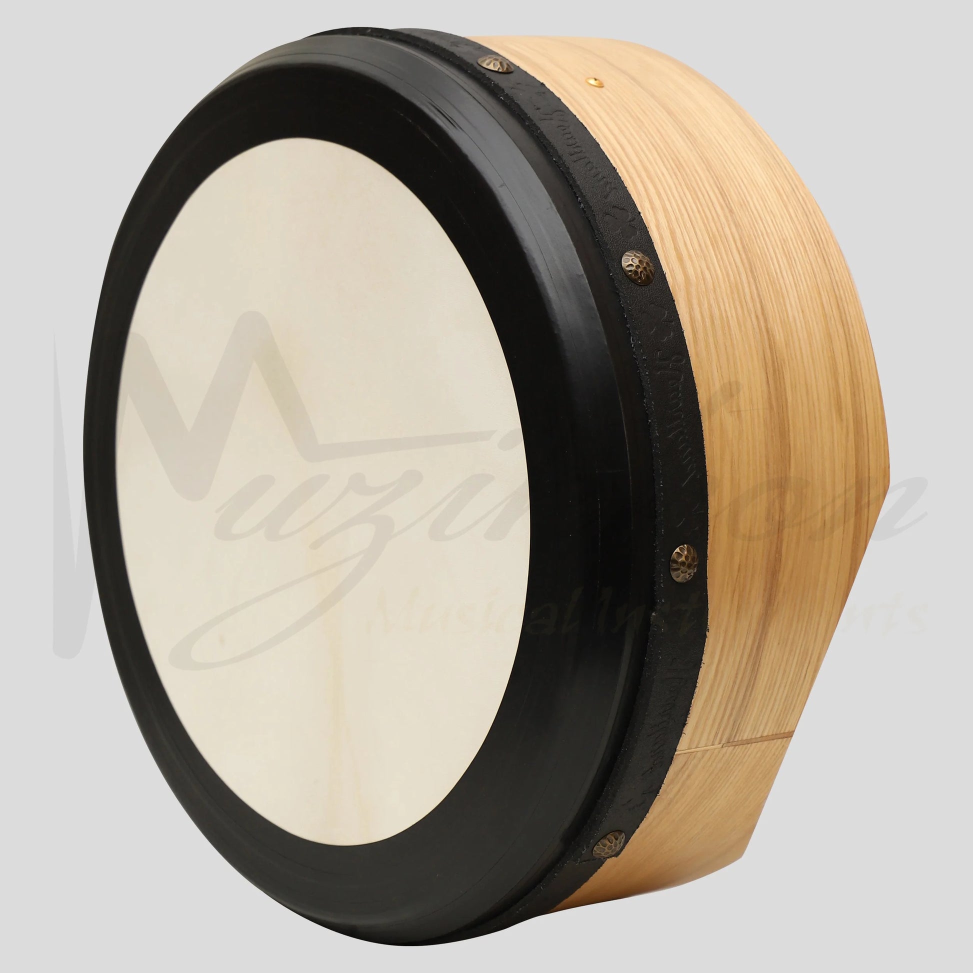 Muzikkon 16”x6’’ Premium Celtic Irish Bodhran with Easy Tune System Deep Rim T-BAR & Taped Finish Ash