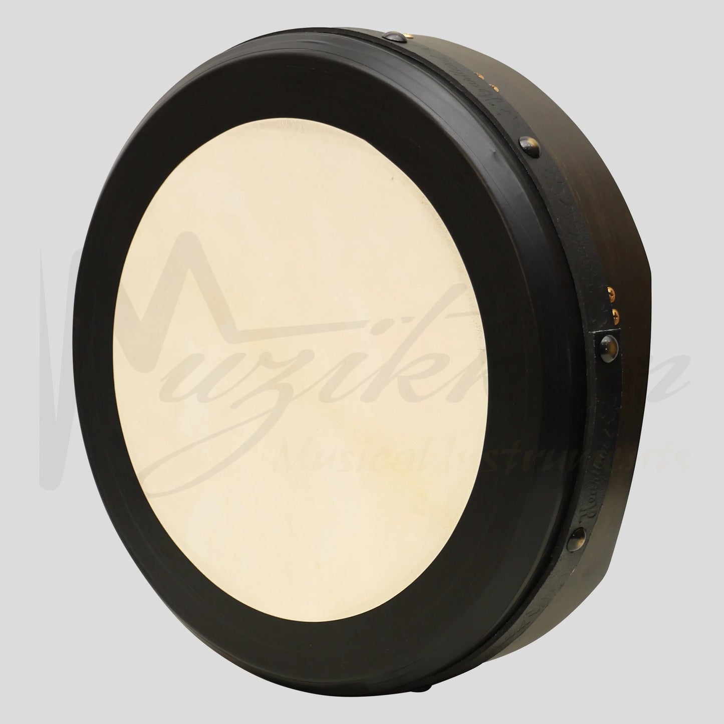 Muzikkon 16’’X4’’ Heartland Tunable Irish Bodhran with T-BAR & Taped Finish Deep Tune Ebony Drum
