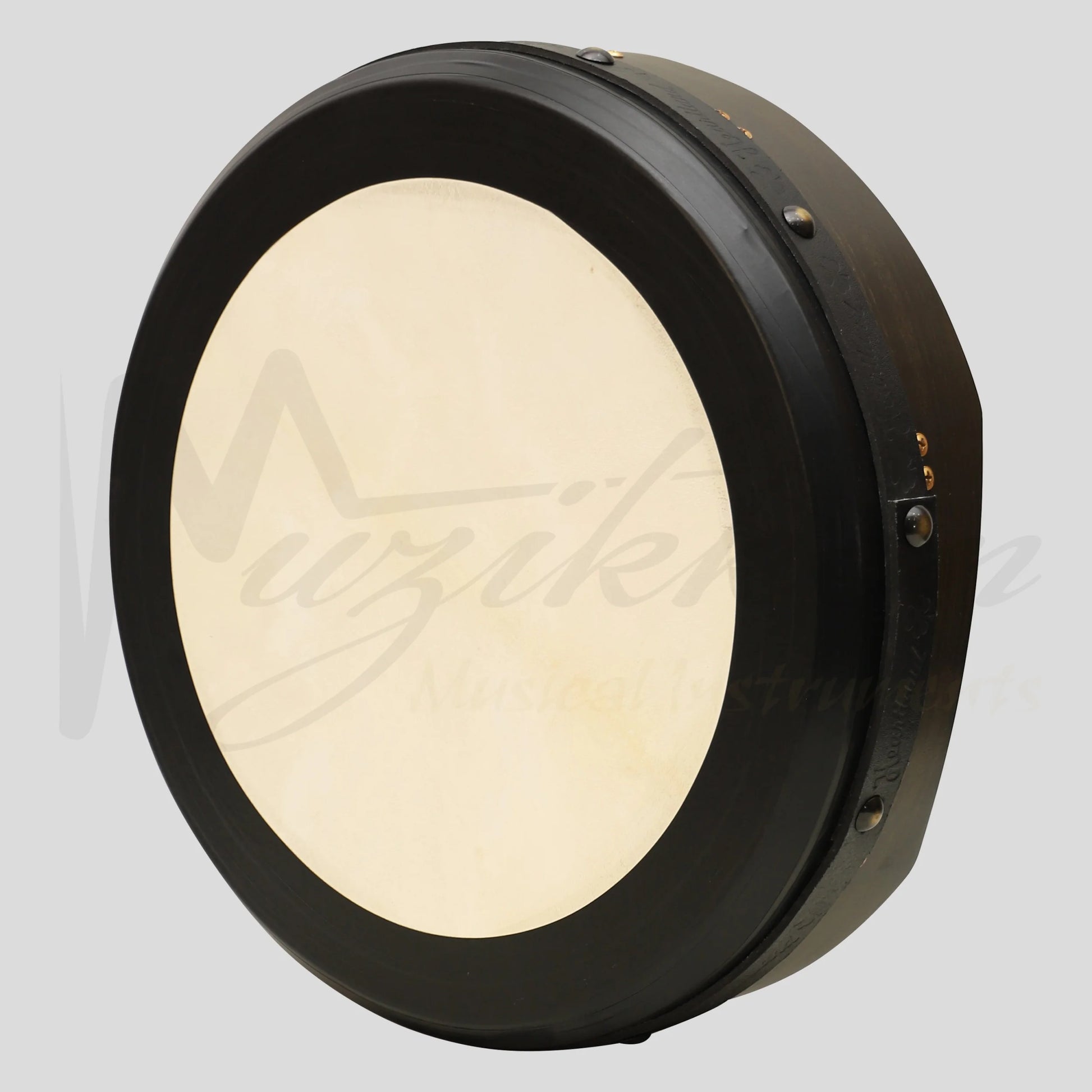 Muzikkon 16’’X4’’ Heartland Tunable Irish Bodhran with T-BAR & Taped Finish Deep Tune Ebony Drum