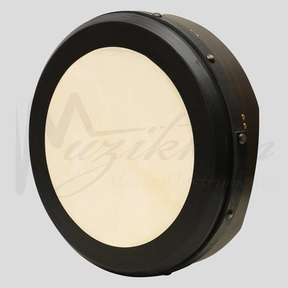 Muzikkon 16’’X4’’ Heartland Tunable Irish Bodhran with T-BAR & Taped Finish Deep Tune Ebony Drum
