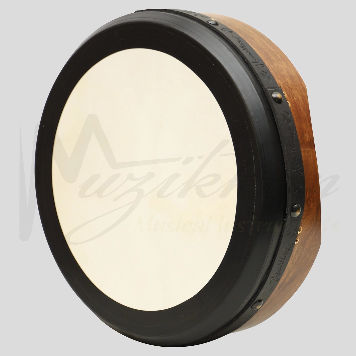 Muzikkon 16’’X4’’ Heartland Tunable Irish Bodhran with T-BAR & Taped Finish Deep Tune Rosewood Drum