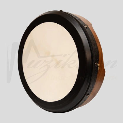 Muzikkon 16’’X4’’ Heartland Tunable Irish Bodhran With T-Bar & Taped Finish Deep Tune Rosewood
