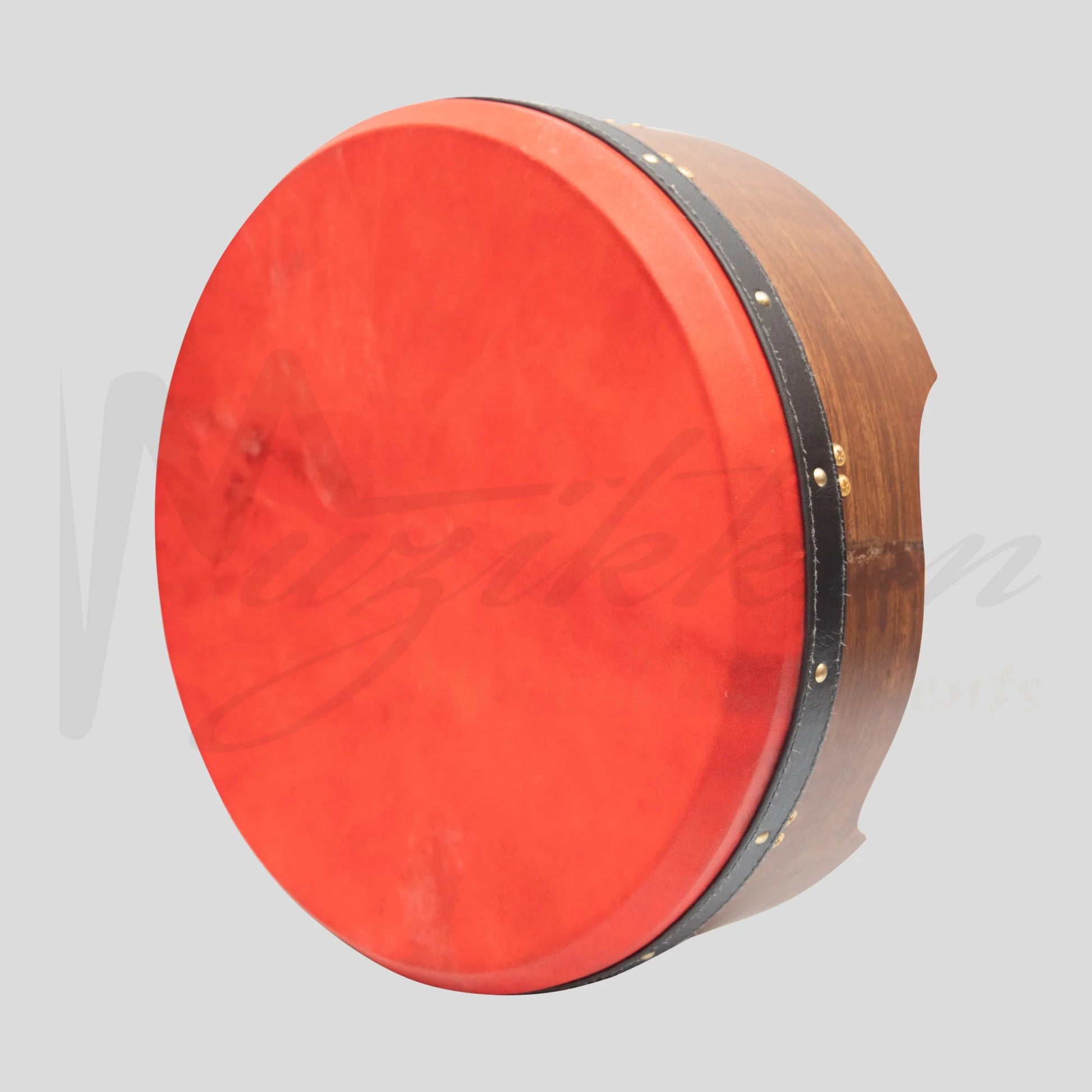 Muzikkon 16’’X6’’ Heartland Tunable Deep Rim Bodhran Rosewood T-Bar Goat Skin Red