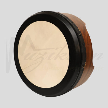 Muzikkon 16’’X6’’ Heartland Tunable Irish Bodhran Drum Deep Rim with T-BAR & Taped Finish Deep Tune Celtic Irish