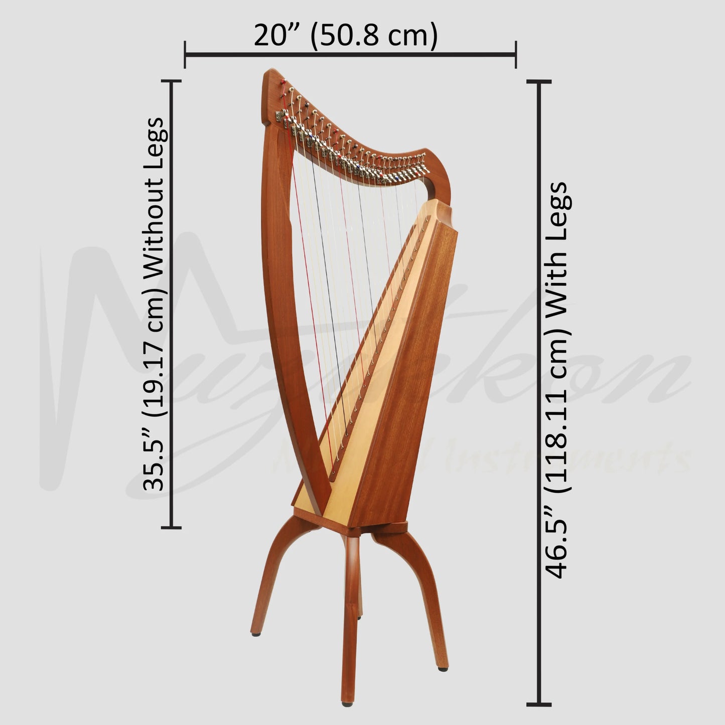 Muzikkon 24 String Trinity Cèilidh Harp Mahogany