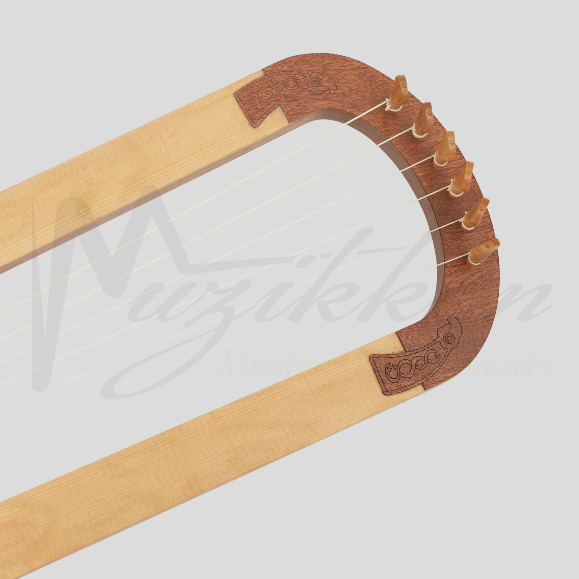 Muzikkon Anglo Saxon Lyre Harp Mahogany After Prittlewell Lyre Mid 7th Century