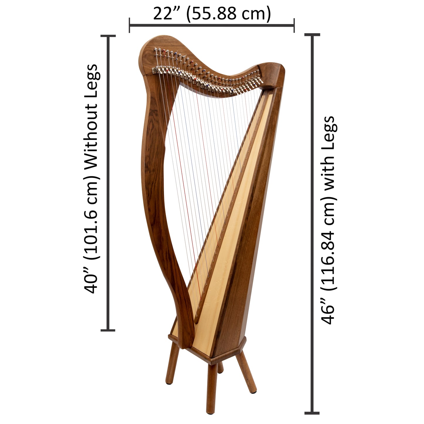 Muzikkon 29 String Ard Ri Harp Walnut