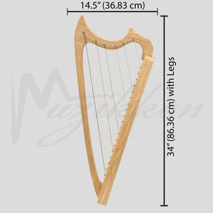 Muzikkon Gothic Harp 19 String Ashwood