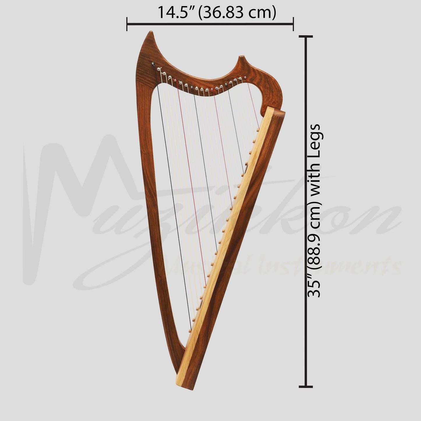 Muzikkon Gothic Harp 19 String Rosewood