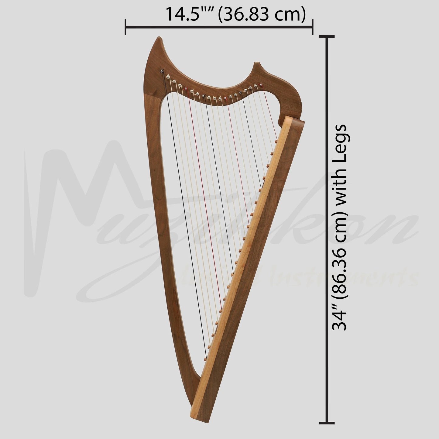 Muzikkon Gothic Harp 19 String Walnut