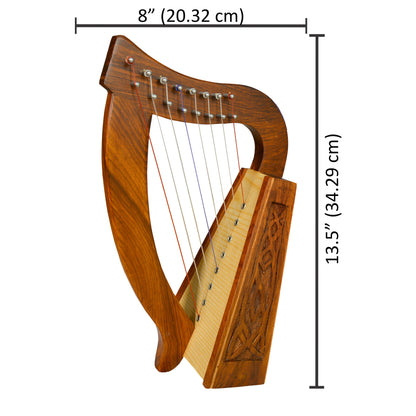 Muzikkon O'carolan Harp, 8 Strings Rosewood Knotwork