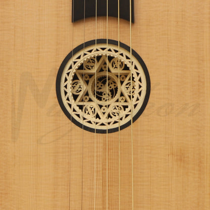 Muzikkon Lute Guitar 6 Steel Strings Variegated Lacewood Rosewood Left Handed