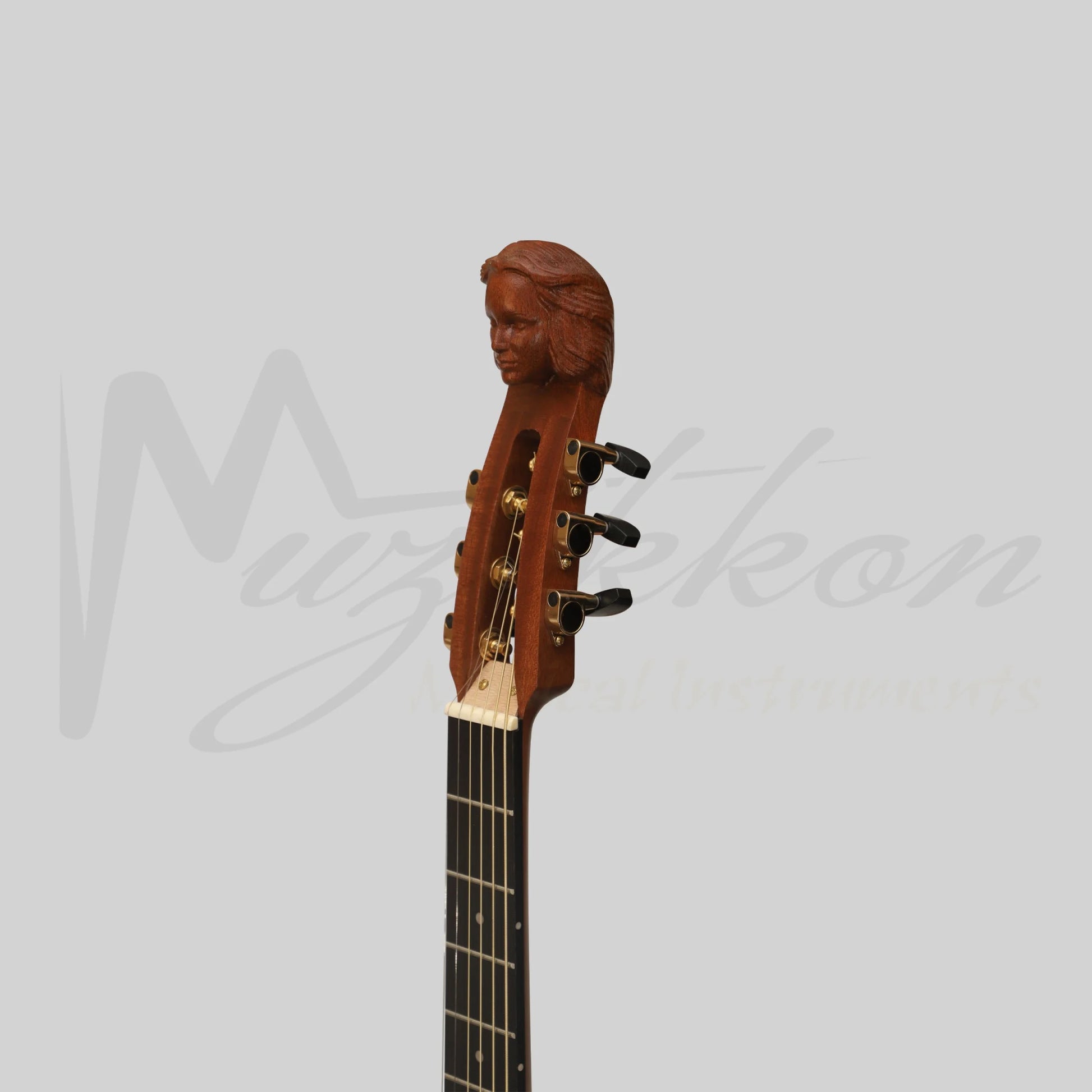 Muzikkon Lute Guitar 6 Steel Strings Variegated Lacewood Rosewood Left Handed