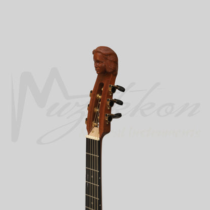 Muzikkon Lute Guitar 6 Steel Strings Variegated Lacewood Rosewood Left Handed