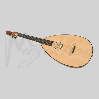 Muzikkon Lute Guitar 6 Steel Strings Variegated Lacewood Rosewood Left Handed