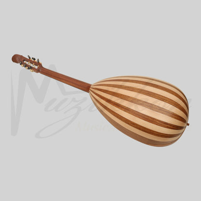 Muzikkon Lute Guitar 6 Steel Strings Variegated Lacewood Rosewood Left Handed