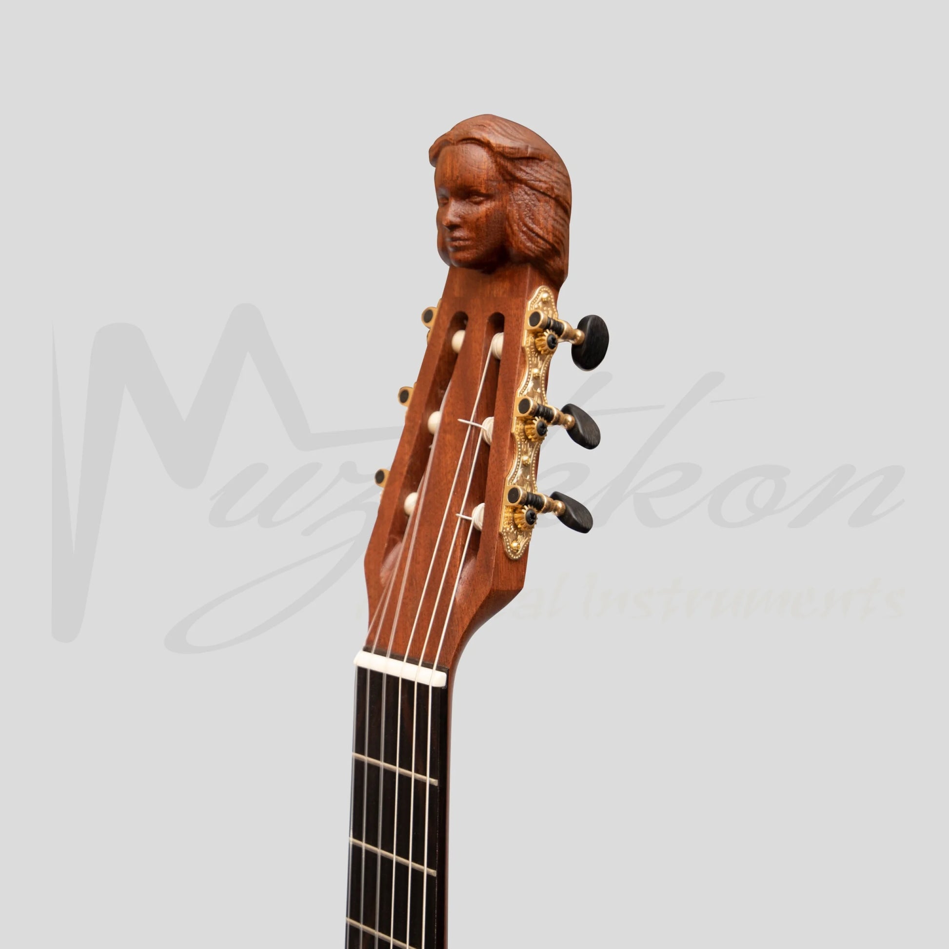 Muzikkon Lute Guitar 6 String Variegated Lacewood Rosewood Left Handed