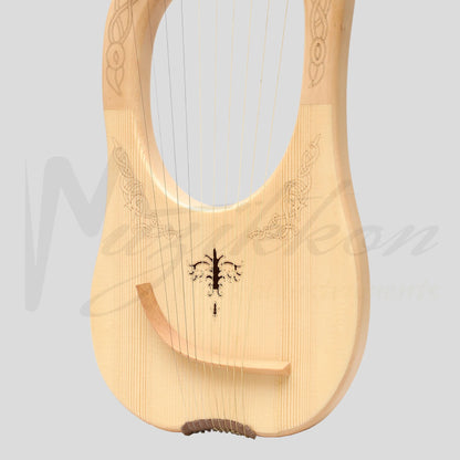Muzikkon Lyre Harp 10 String Lacewood Engraved