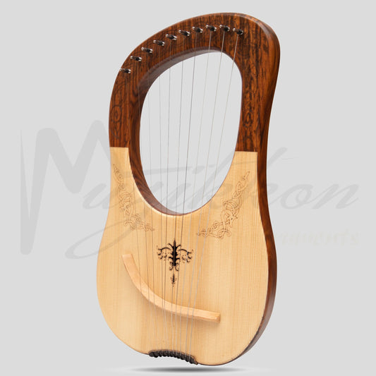 Muzikkon Lyre Harp 10 String Rosewood Engraved